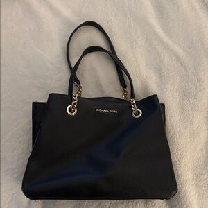Michael Kors Black Tote with Gold Accents